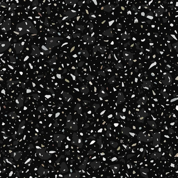 Terrazzo revêtement de sol vectoriel motif sans couture dans des couleurs sombres — Image vectorielle