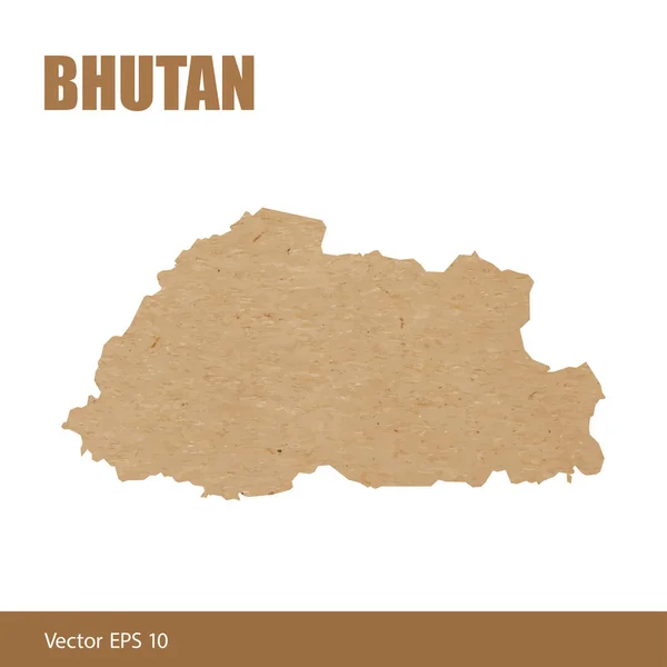 Detaylı Bhutan Haritası Kraft kağıt dışarı kesmek — Stok Vektör