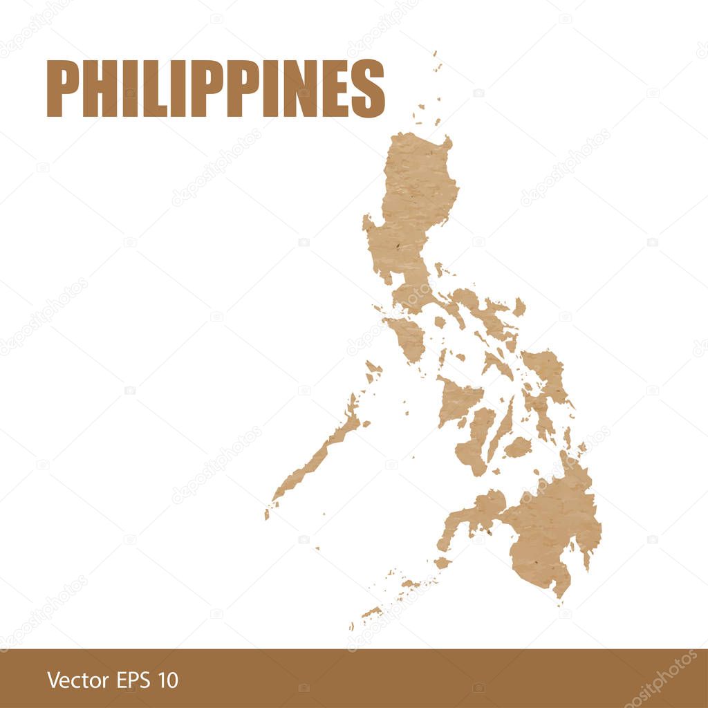 Detailed map of Philippines cut out of craft paper