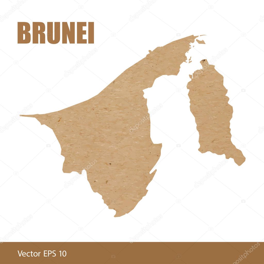 Detailed map of Brunei cut out of craft paper