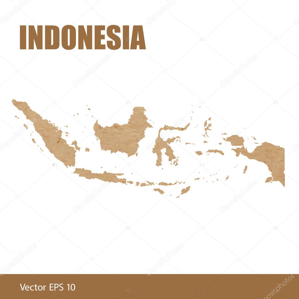 Detailed map of Indonesia cut out of craft paper