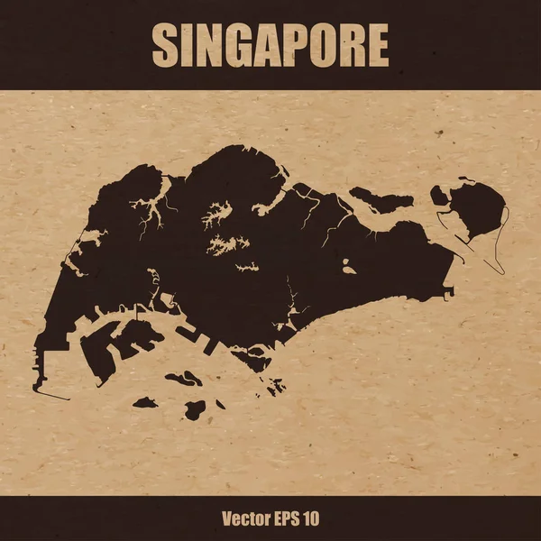 Mapa detalhado de Singapura sobre papel artesanal — Vetor de Stock