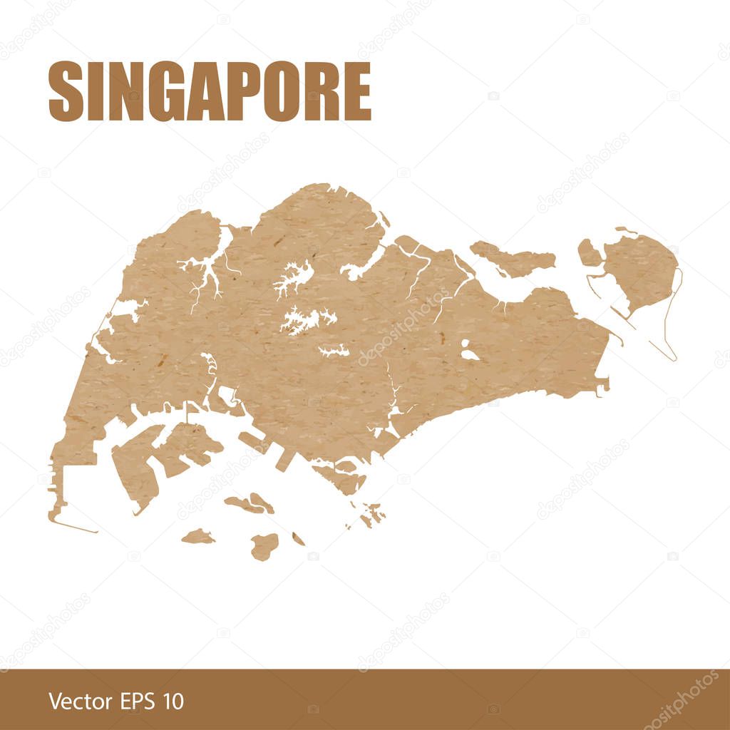 Detailed map of Singapore cut out of craft paper
