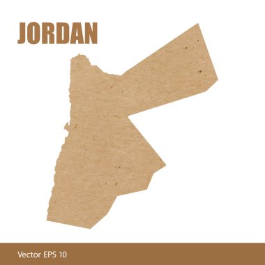 Kraft kağıt veya karton detaylı Ürdün Haritası vektör çizim kesmek