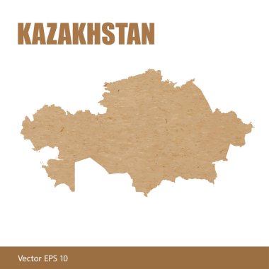 Kazakistan detaylı Haritası vektör çizim Kraft kağıt veya karton kesme