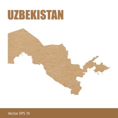 Özbekistan'ın detaylı harita vektör çizim Kraft kağıt veya karton kesme