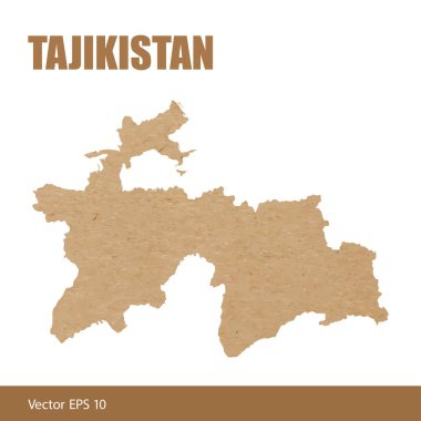 Kraft kağıt veya karton detaylı Tacikistan Haritası vektör çizim kesmek