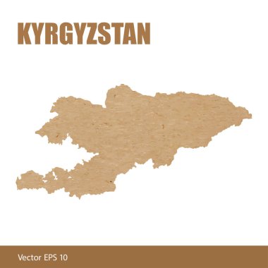 Kırgızistan detaylı Haritası vektör çizim Kraft kağıt veya karton kesme