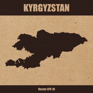 Kırgızistan detaylı harita Kraft kağıt veya karton üzerinde vektör çizim
