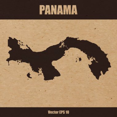Vektör çizim Kraft kağıt veya karton detaylı harita Panama
