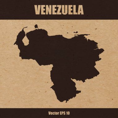 Venezuela detaylı harita Kraft kağıt veya karton üzerinde vektör çizim