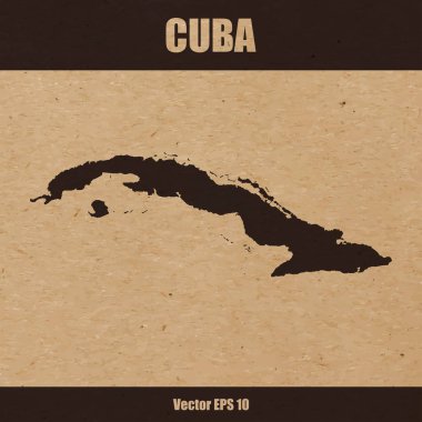 Küba'nın detaylı haritada Kraft kağıt veya karton vektör çizim