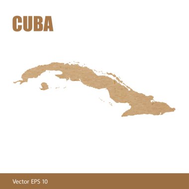 Küba'nın detaylı harita vektör çizim Kraft kağıt veya karton kesme