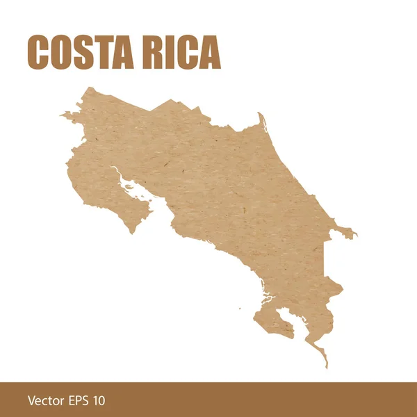 Ilustración Vectorial Del Mapa Detallado Costa Rica Cortado Papel Cartón — Vector de stock