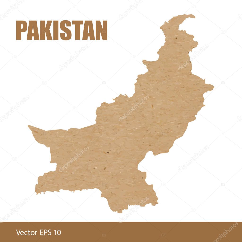 Vector illustration of detailed map of Pakistan cut out of craft paper or cardboard