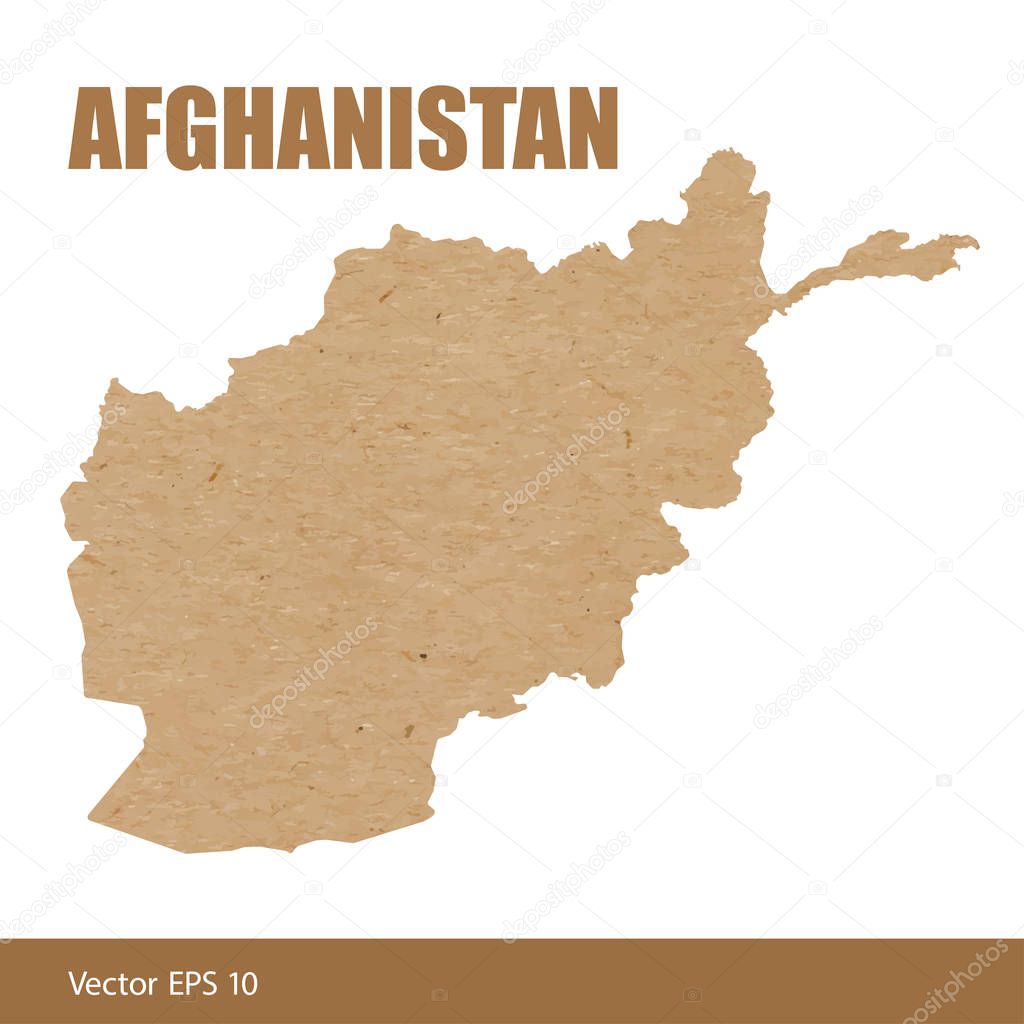 Vector illustration of detailed map of Afghanistan cut out of craft paper or cardboard