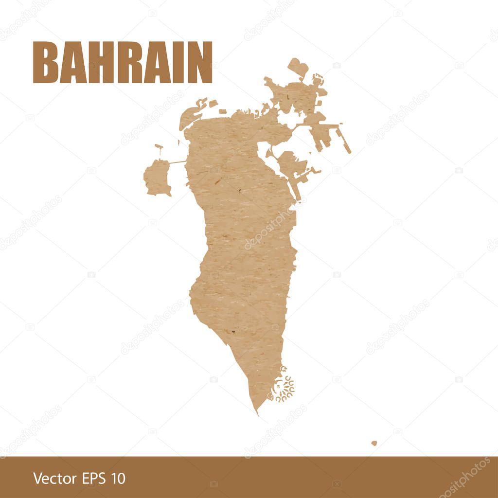 Vector illustration of detailed map of Bahrain cut out of craft paper or cardboard