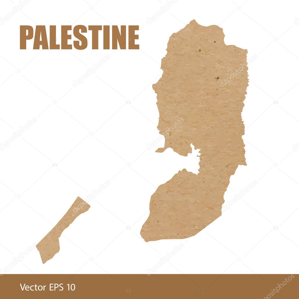 Vector illustration of detailed map of Palestine cut out of craft paper or cardboard
