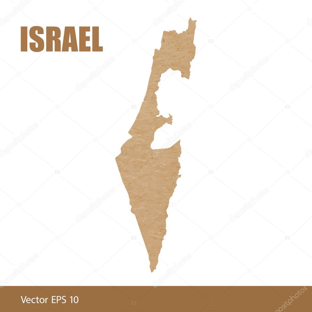 Vector illustration of detailed map of Israel cut out of craft paper or cardboard