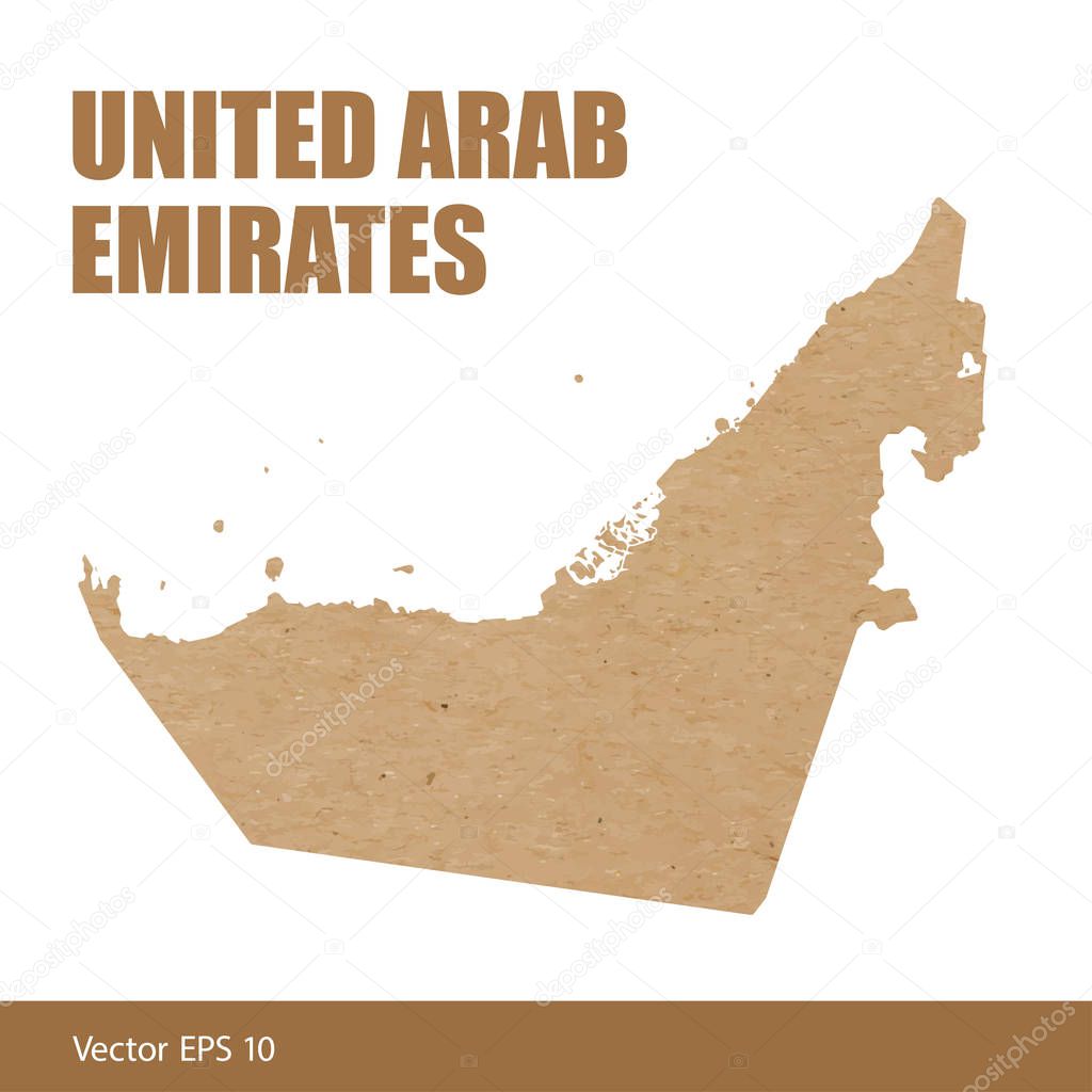 Vector illustration of detailed map of United Arab Emirates UAE cut out of craft paper or cardboard