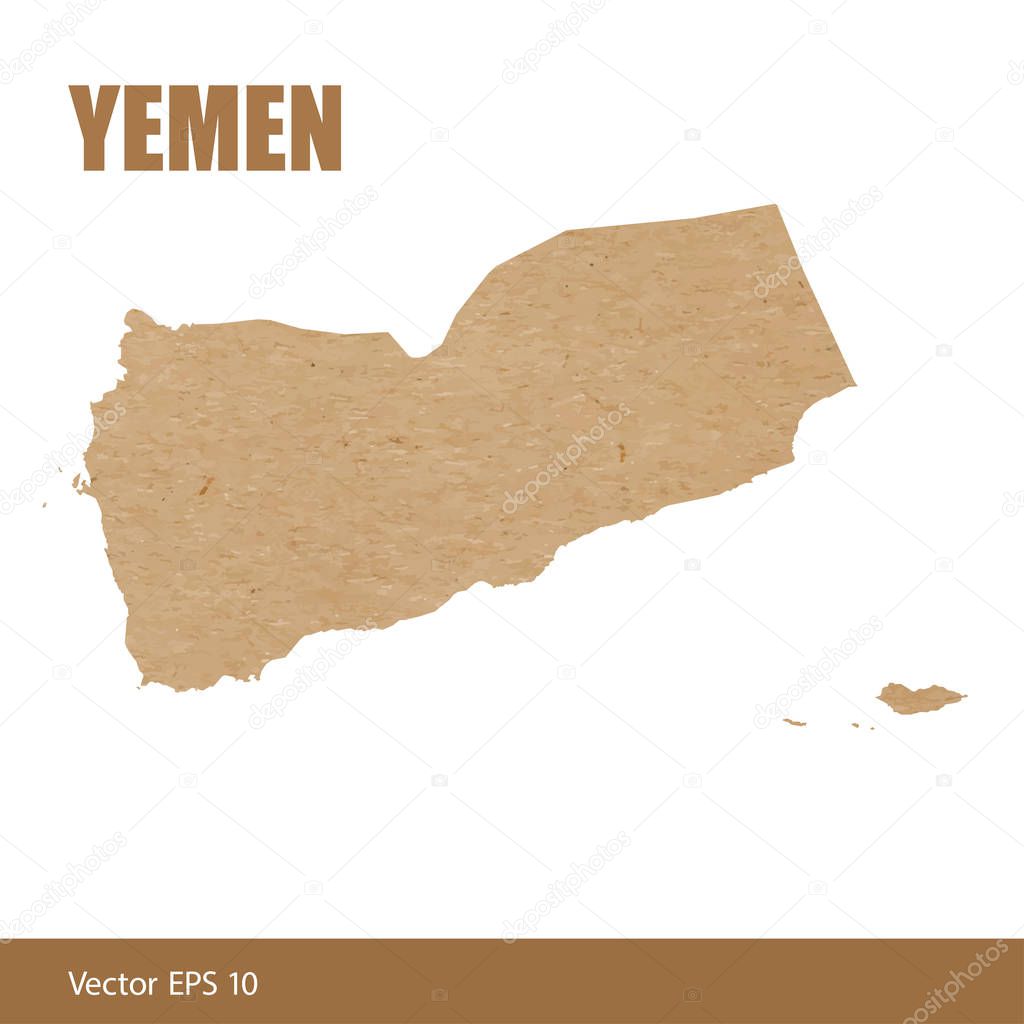 Vector illustration of detailed map of Yemen cut out of craft paper or cardboard