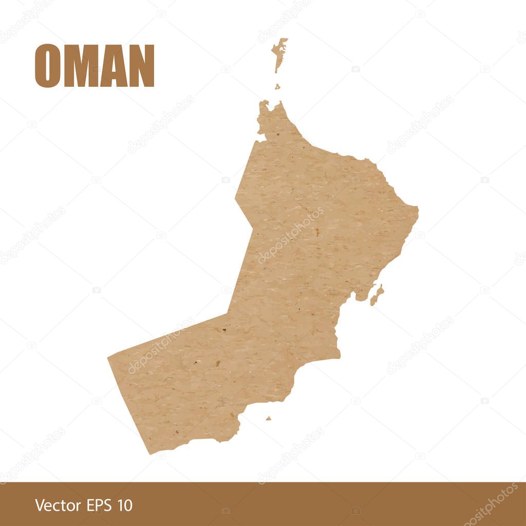 Vector illustration of detailed map of Oman cut out of craft paper or cardboard