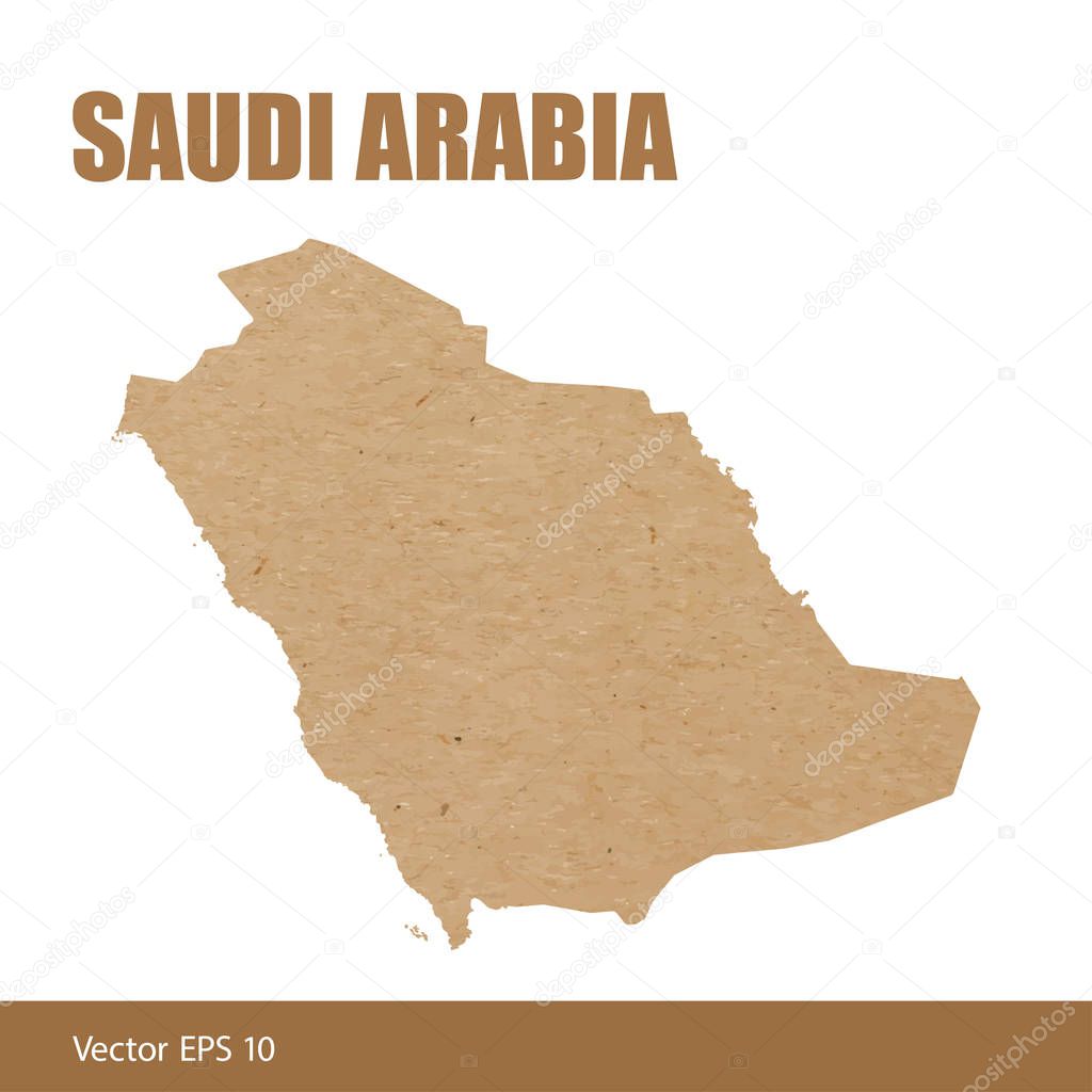 Vector illustration of detailed map of Saudi Arabia cut out of craft paper or cardboard