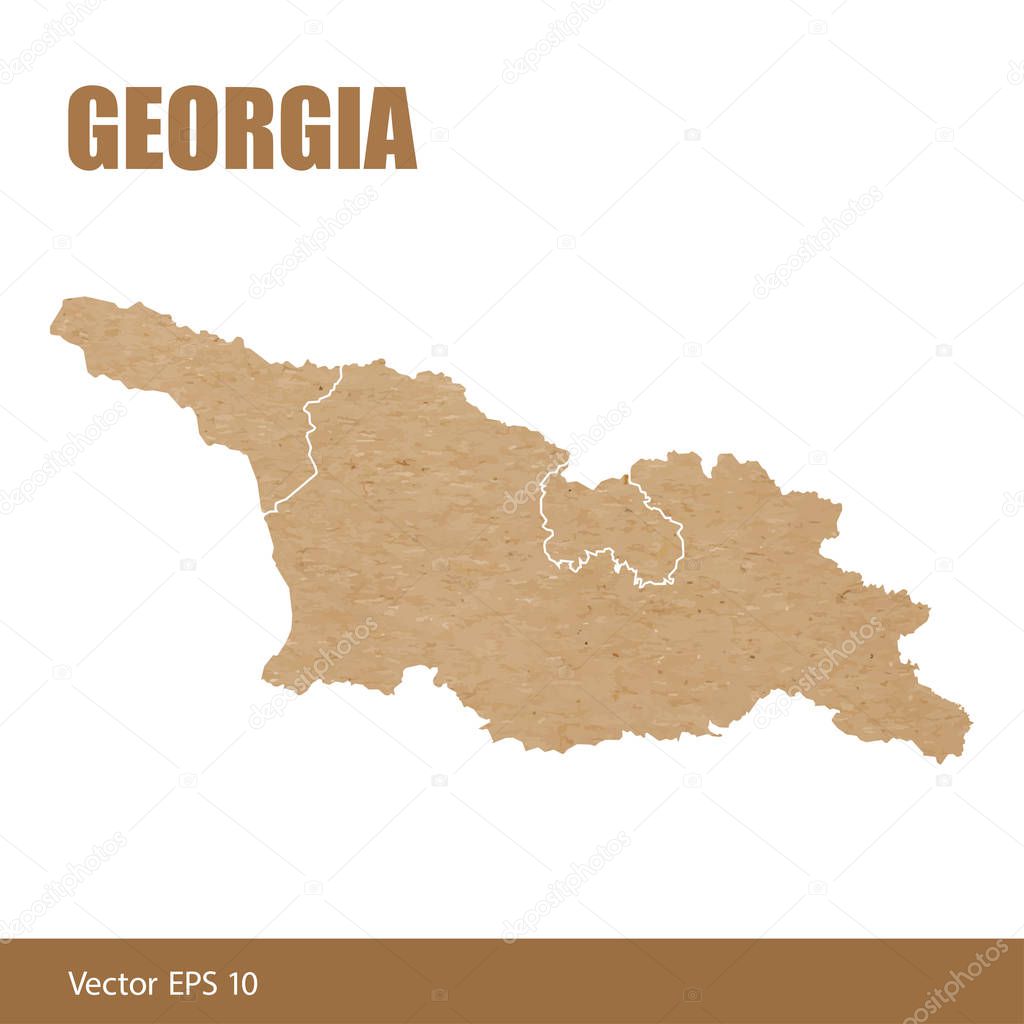 Vector illustration of detailed map of Georgia cut out of craft paper or cardboard