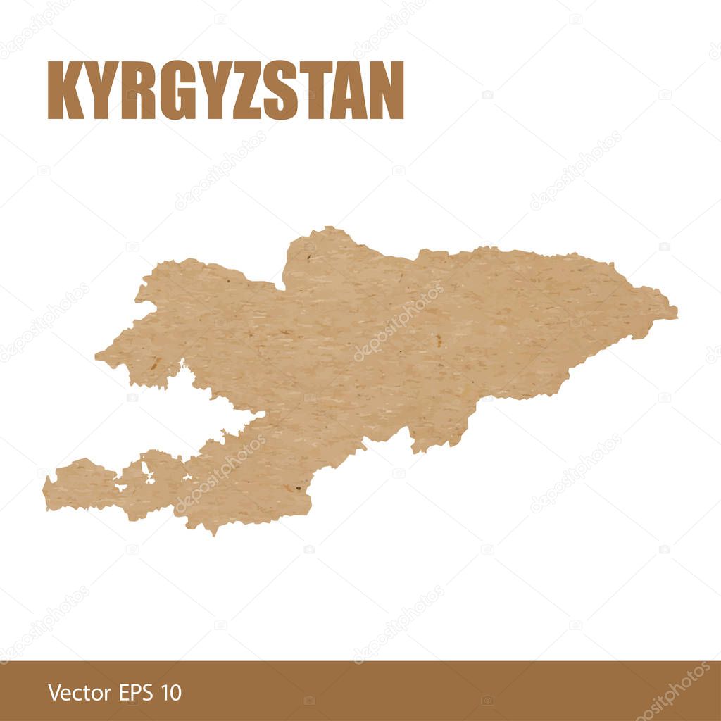 Vector illustration of detailed map of Kyrgyzstan cut out of craft paper or cardboard