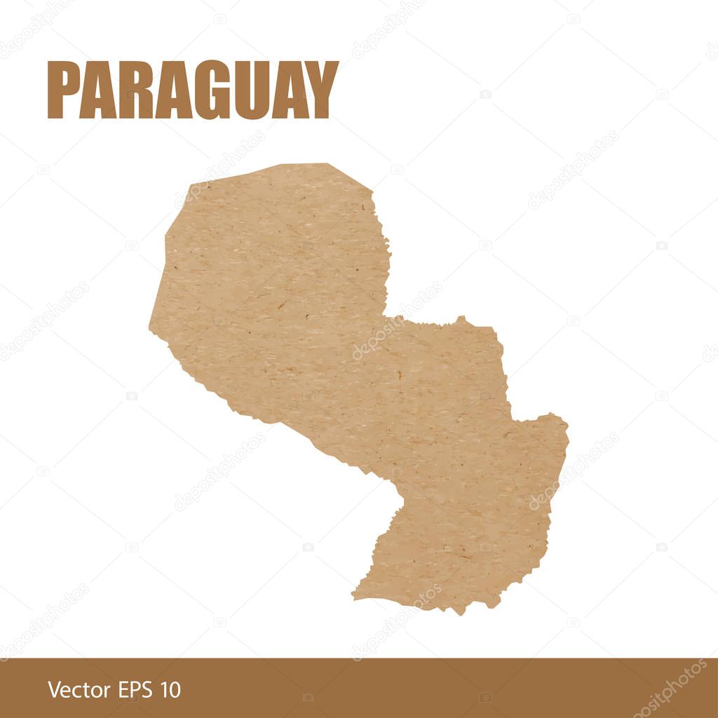 Vector illustration of detailed map of Paraguay cut out of craft paper or cardboard