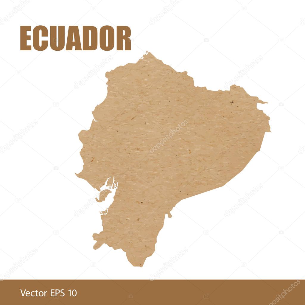 Vector illustration of detailed map of Ecuador cut out of craft paper or cardboard