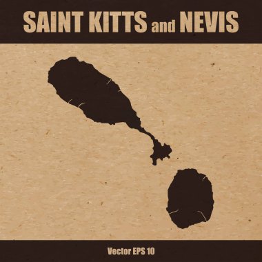 Vektör çizim St.Kitts ve Nevis detaylı haritada Kraft kağıt ya da mukavva