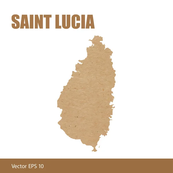 Ilustración Vectorial Del Mapa Detallado Santa Lucía Cortado Papel Cartón — Vector de stock