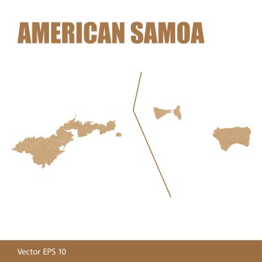 Amerikan Samoası detaylı Haritası vektör çizim Kraft kağıt veya karton kesme
