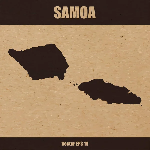 Ilustração Vetorial Mapa Detalhado Samoa Sobre Papel Artesanal Cartão — Vetor de Stock