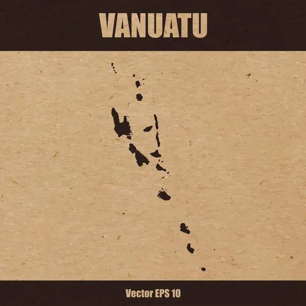 Ilustração Vetorial Mapa Detalhado Vanuatu Sobre Papel Artesanal Cartão — Vetor de Stock