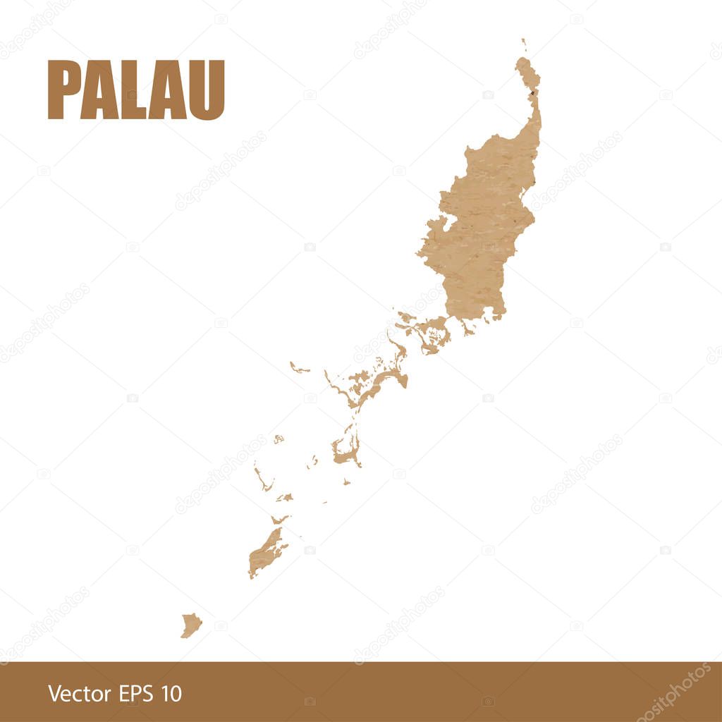 Vector illustration of detailed map of Palau cut out of craft paper or cardboard