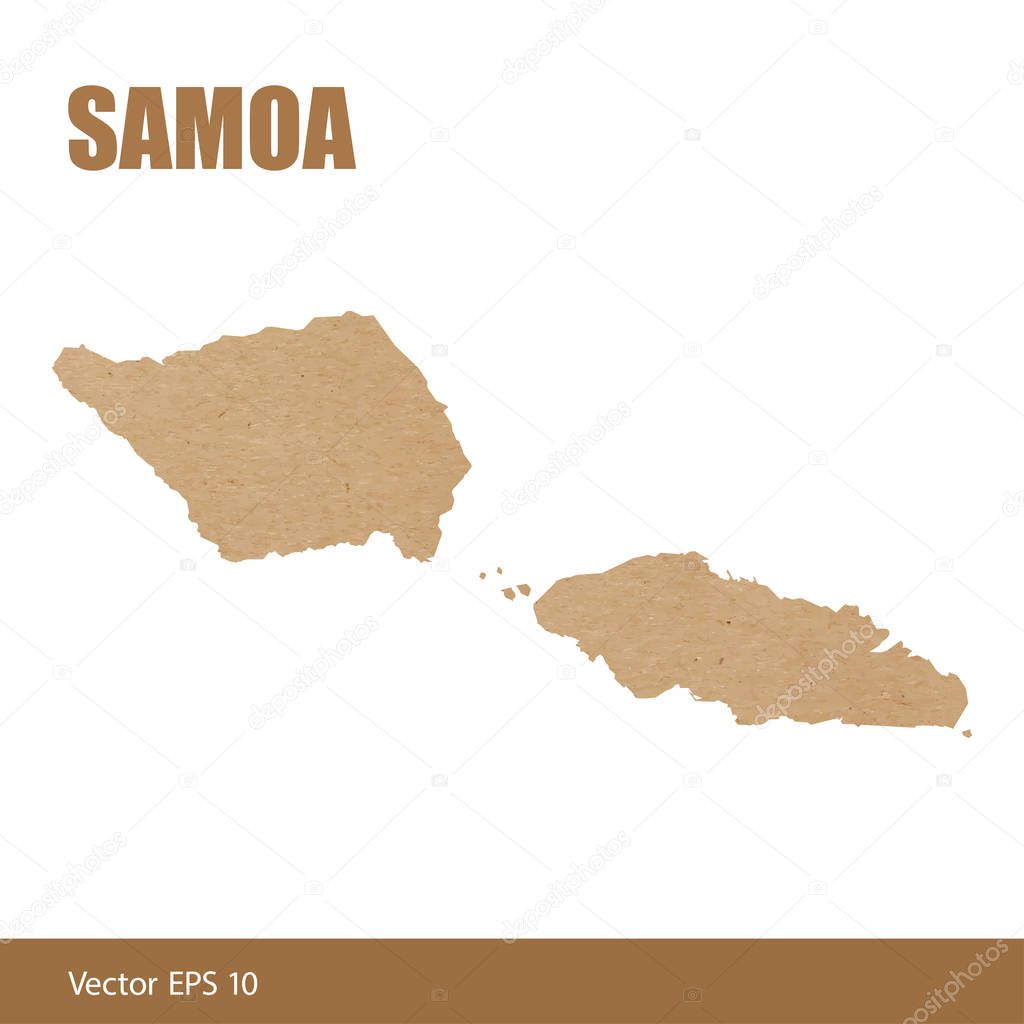 Vector illustration of detailed map of Samoa cut out of craft paper or cardboard