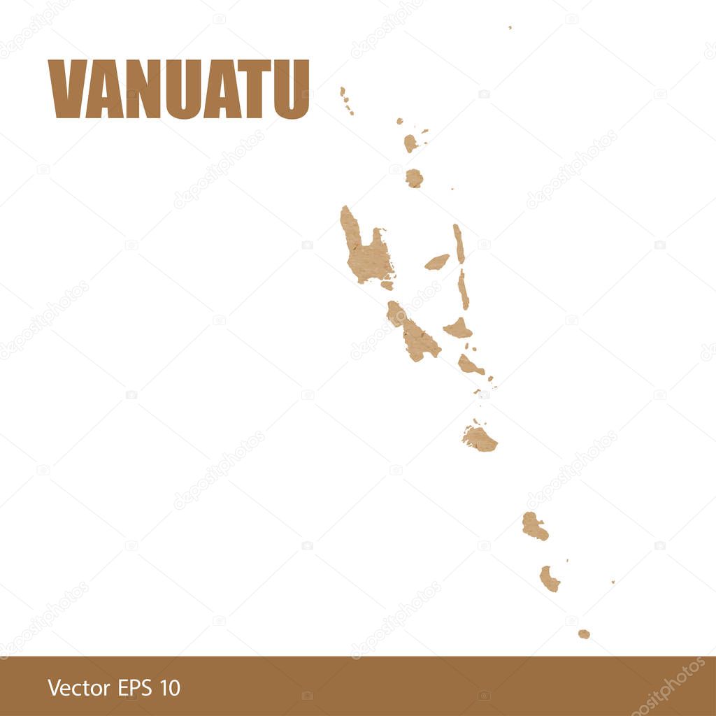 Vector illustration of detailed map of Vanuatu cut out of craft paper or cardboard