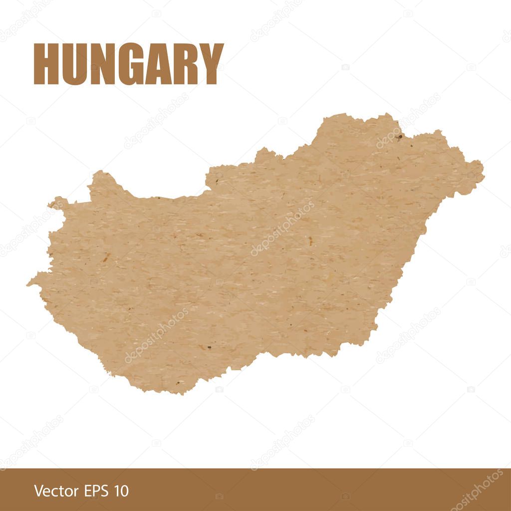 Vector illustration of detailed map of Hungary cut out of craft paper or cardboard