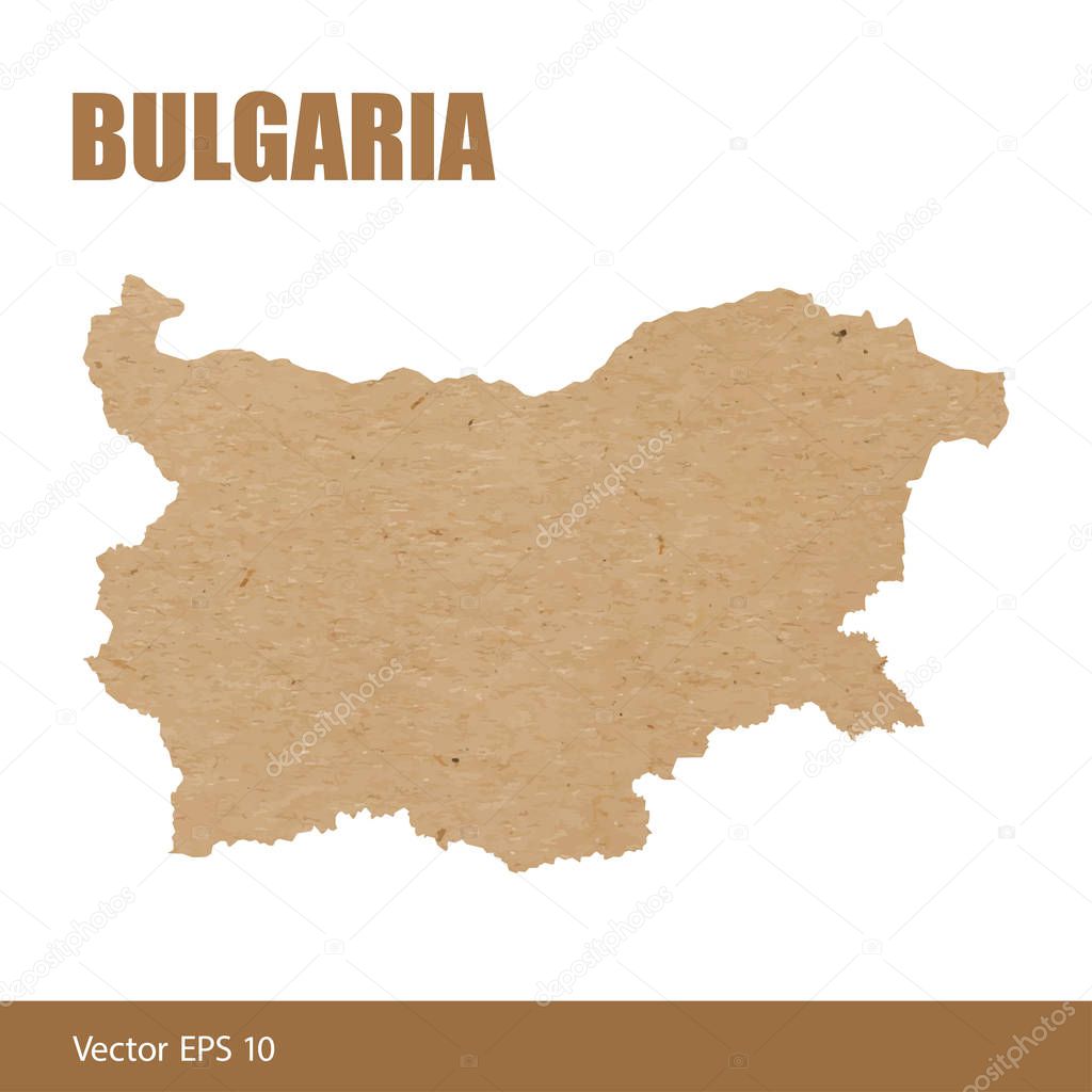 Vector illustration of detailed map of Bulgaria cut out of craft paper or cardboard