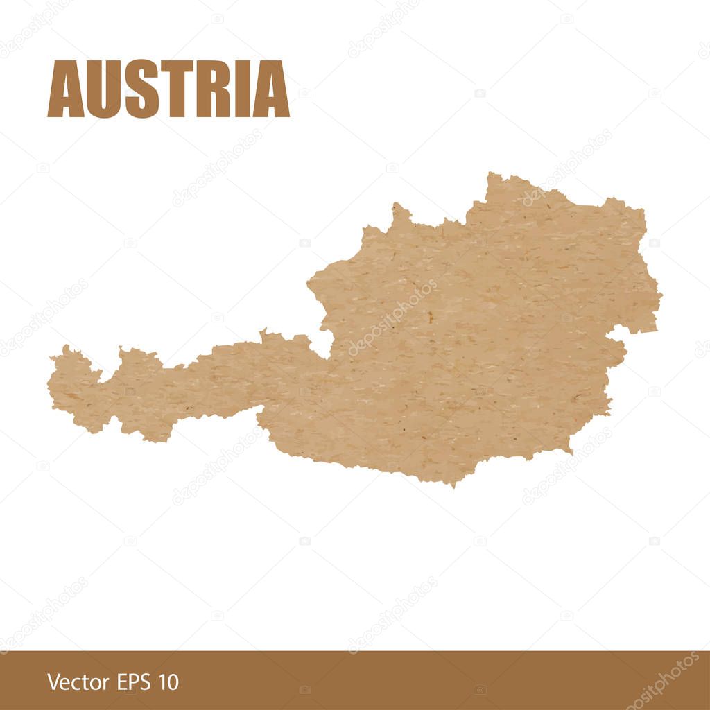 Vector illustration of detailed map of Austria cut out of craft paper or cardboard