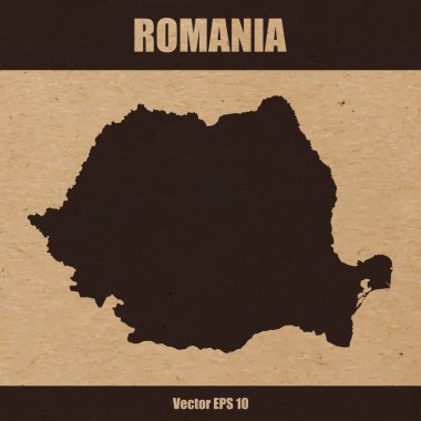 Romanya detaylı harita craft Kağıt arka plan üzerinde