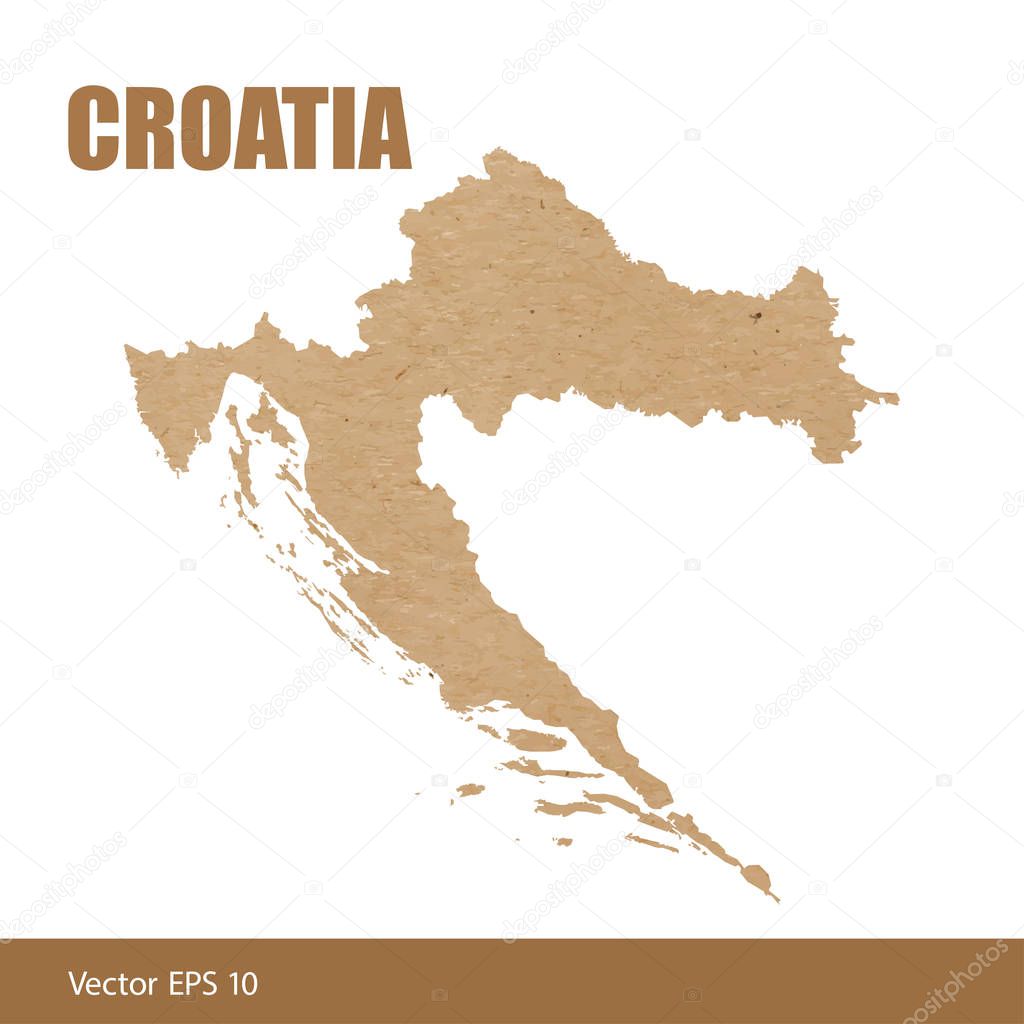 Vector illustration of detailed map of Croatia cut out of craft paper or cardboard