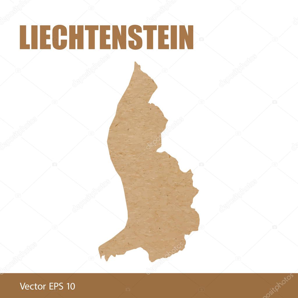 Detailed map of Liechtenstein cut out of craft paper
