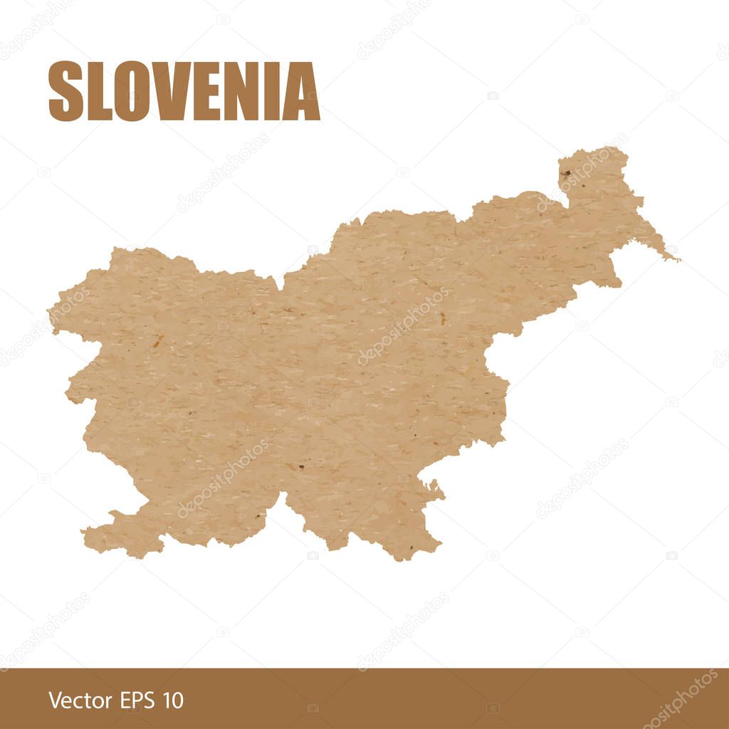 Detailed map of Slovenia cut out of craft paper