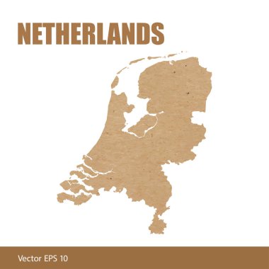 Hollanda detaylı Haritası vektör çizim Kraft kağıt veya karton kesme