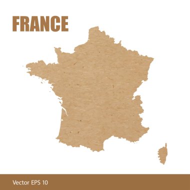 Fransa'nın detaylı harita vektör çizim Kraft kağıt veya karton kesme