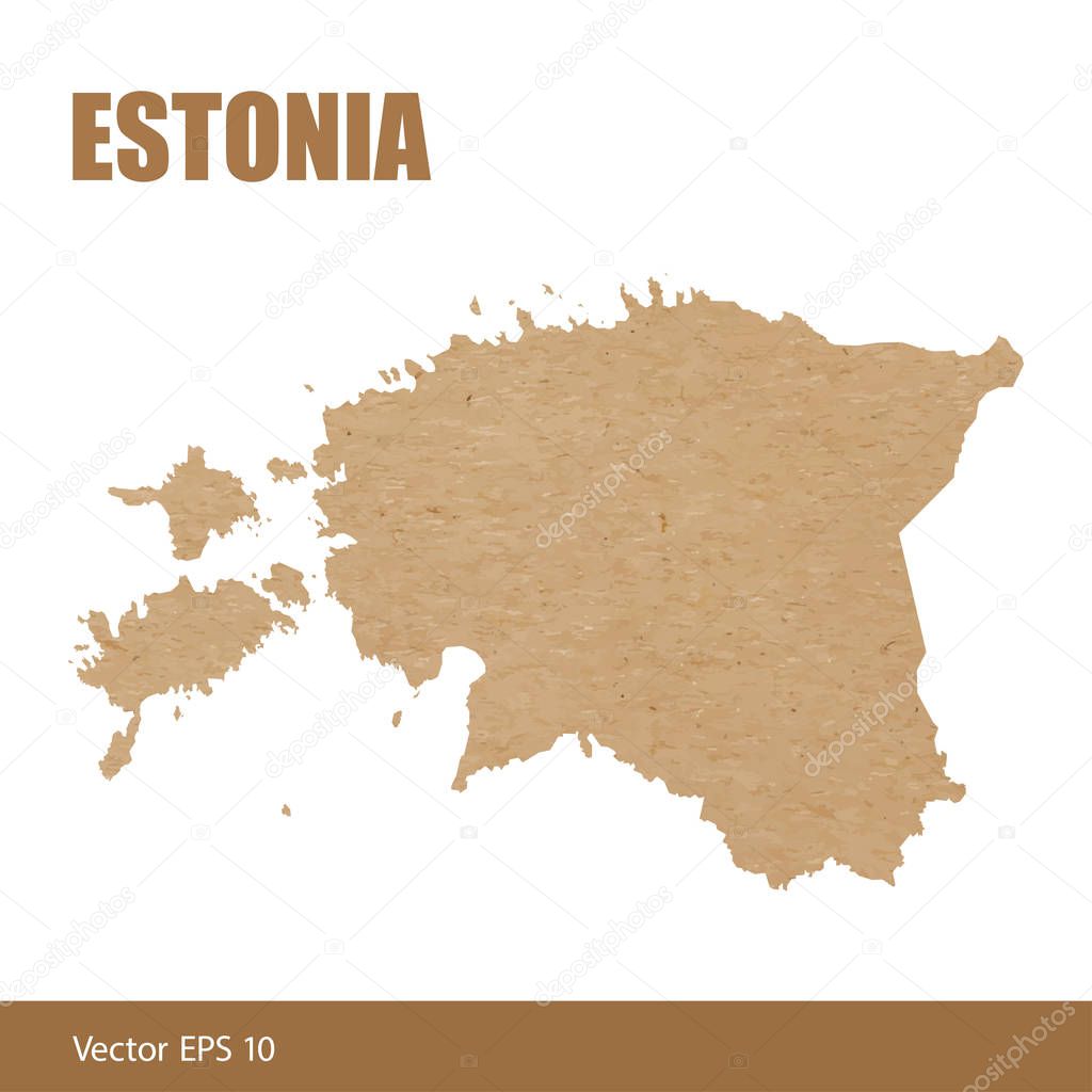Vector illustration of detailed map of Estonia cut out of craft paper or cardboard