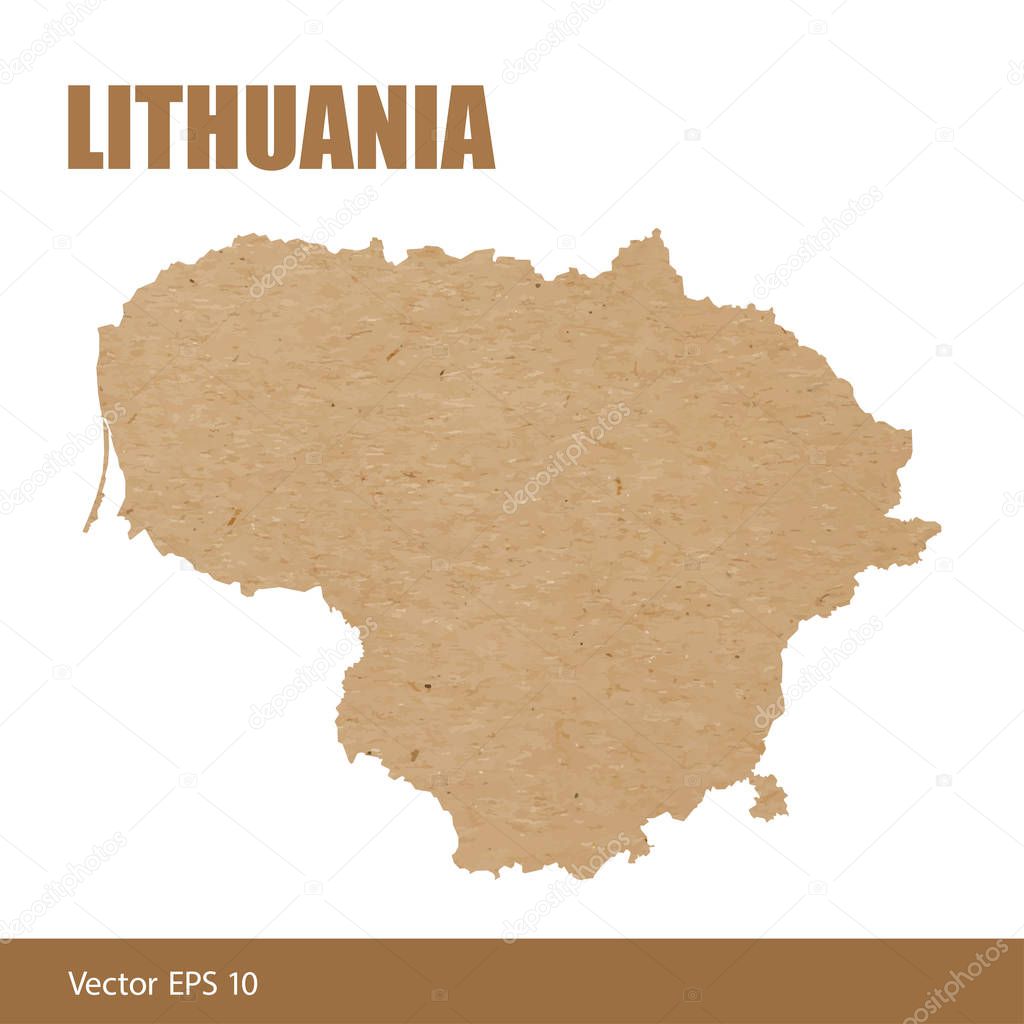 Vector illustration of detailed map of Lithuania cut out of craft paper or cardboard